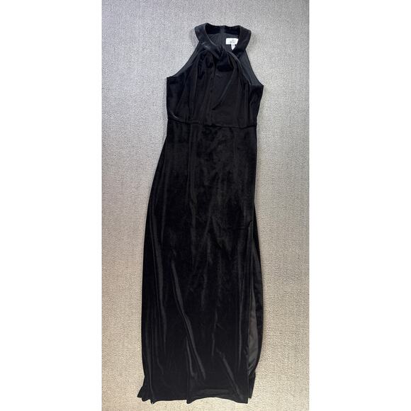 belle badgley mischka black dress Women's Halter Neck Dress with Tied Waist